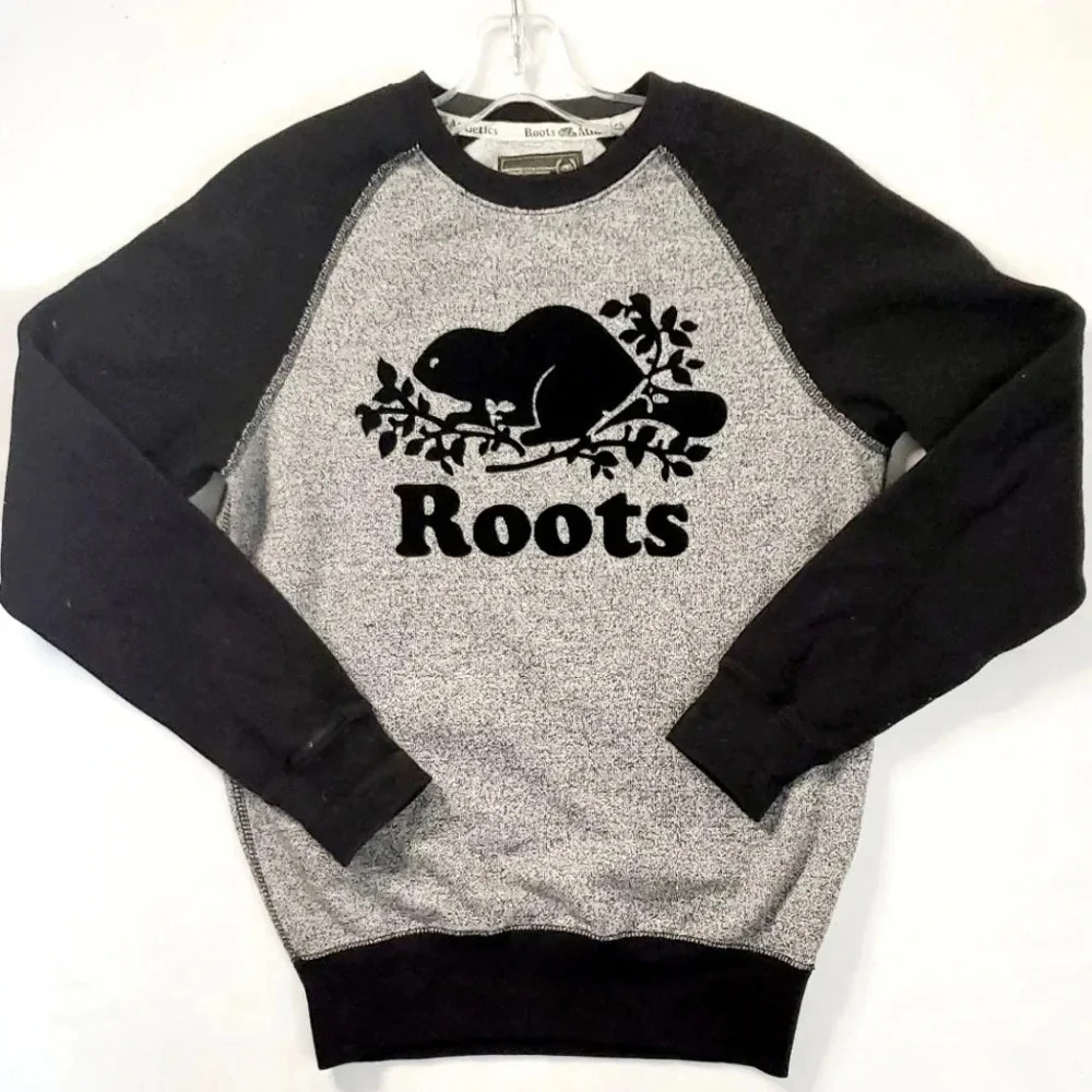 Roots Beaver Logo CANADA  Heathered  Xxs pull Raglan Sleeve  Sweatshirt